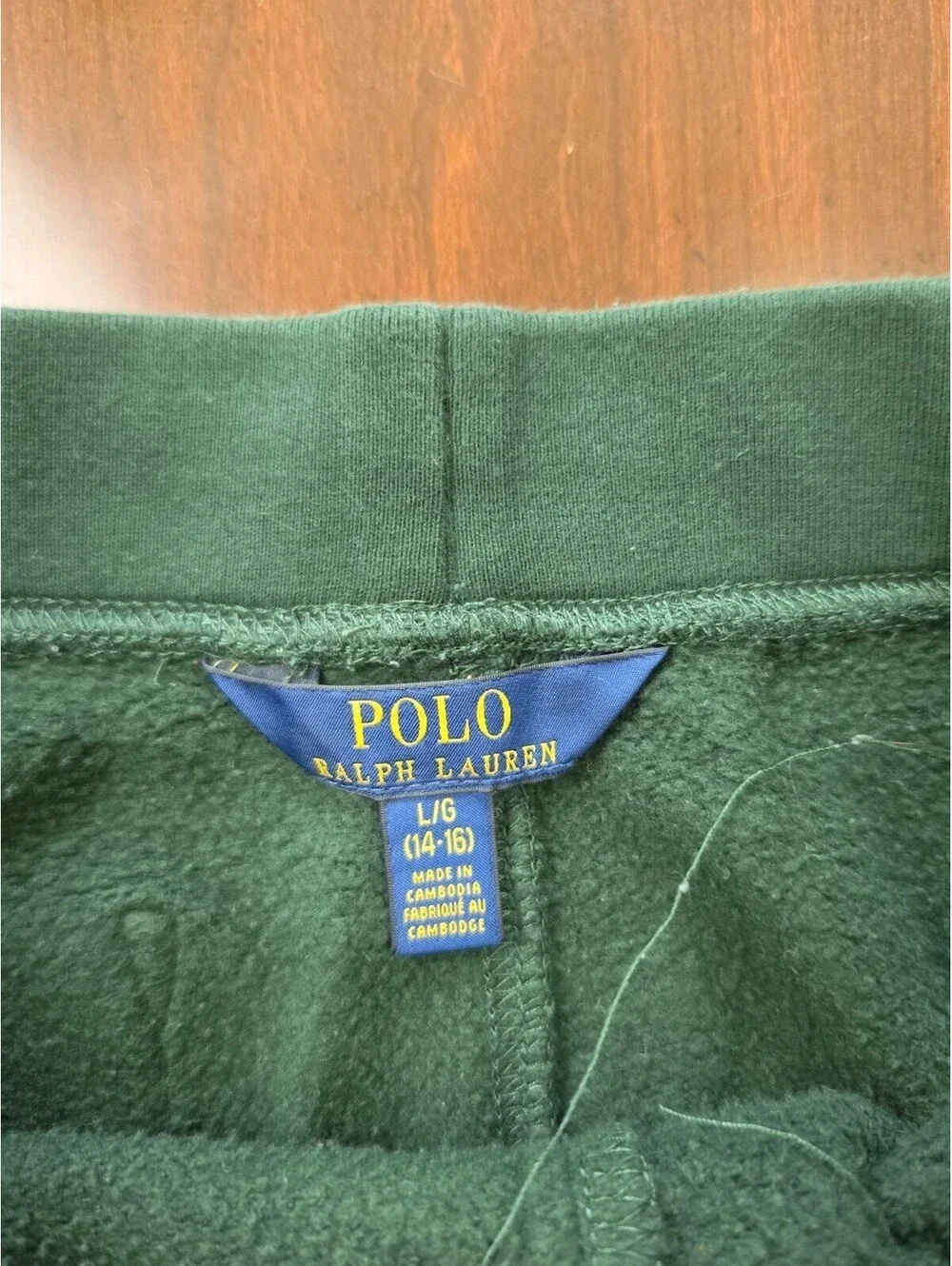 Polo Ralph Lauren Green Fleece Joggers Sweatpants Youth Boys Large 14-16 Preppy